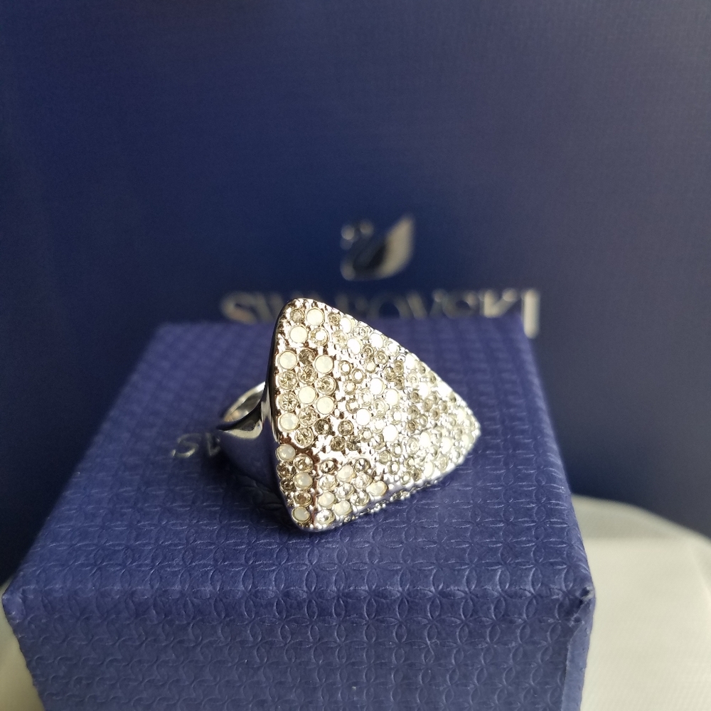 Authentic Swarovski Triangle Pave Contemporary Ri… - image 2